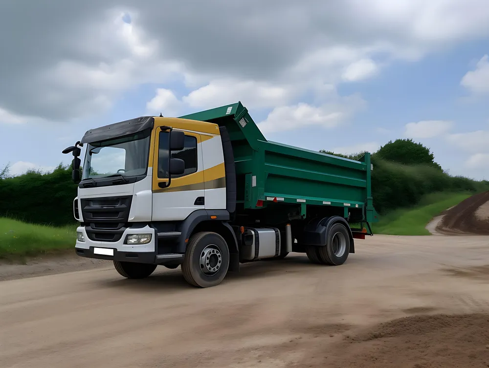 Tipper truck on a construction site road